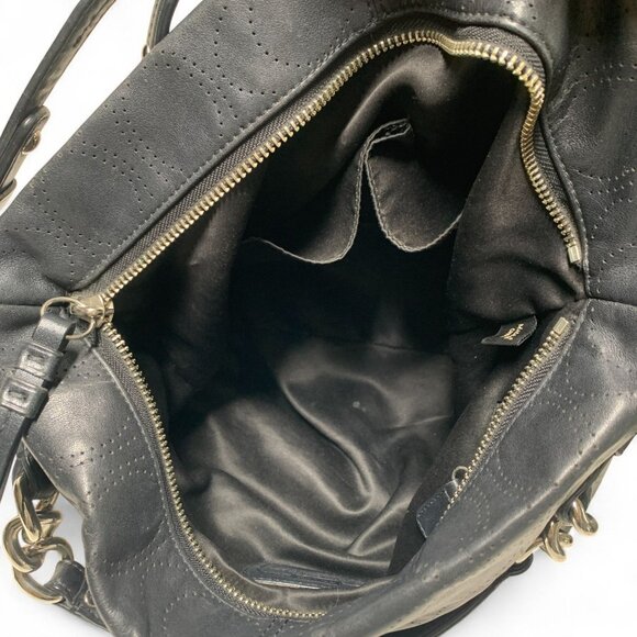 Brooke Perforated Leather Convertible Hobo Shoulder Bag Black 13" x 12" #16908 - Picture 11 of 11
